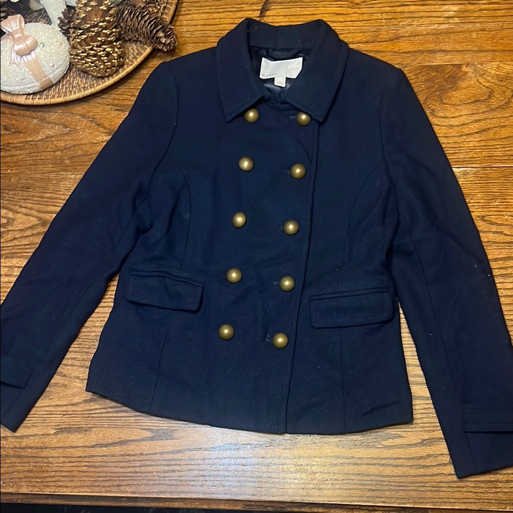 Old Navy Blue Double-Breasted Pea Coat with Notched Lapel